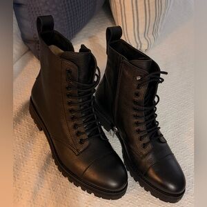 Jimmy Choo Black Leather Combat Boots